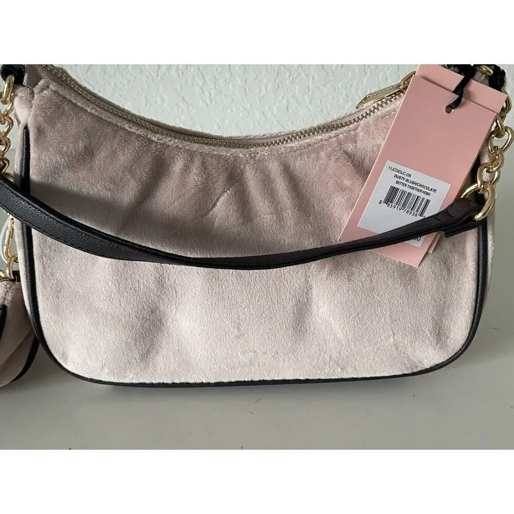 Juicy Couture Dusty Blush & Chocolate Better Together Hobo Bag With Mini Bag NEW